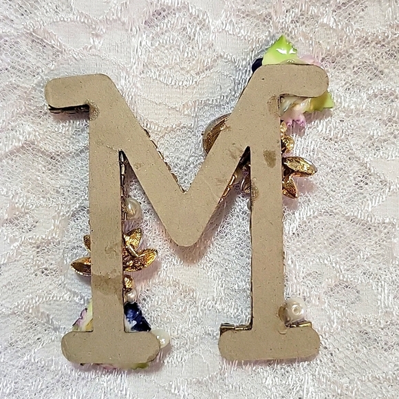 Pastel Rhinestone & Jeweled Initial M Accessory - Picture 6 of 6